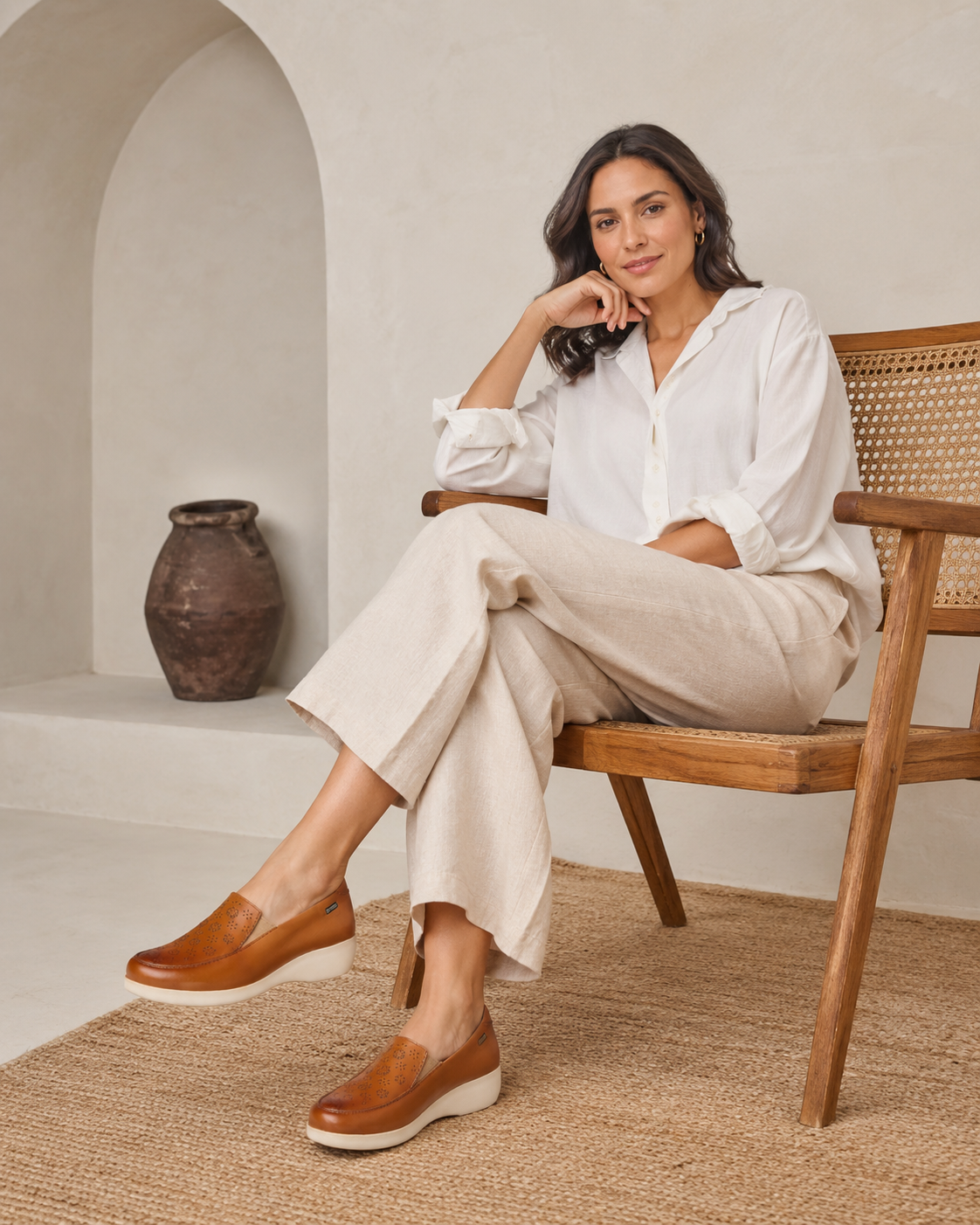 Celina - Zapato Casual de Piel de Borrego Camel 32001