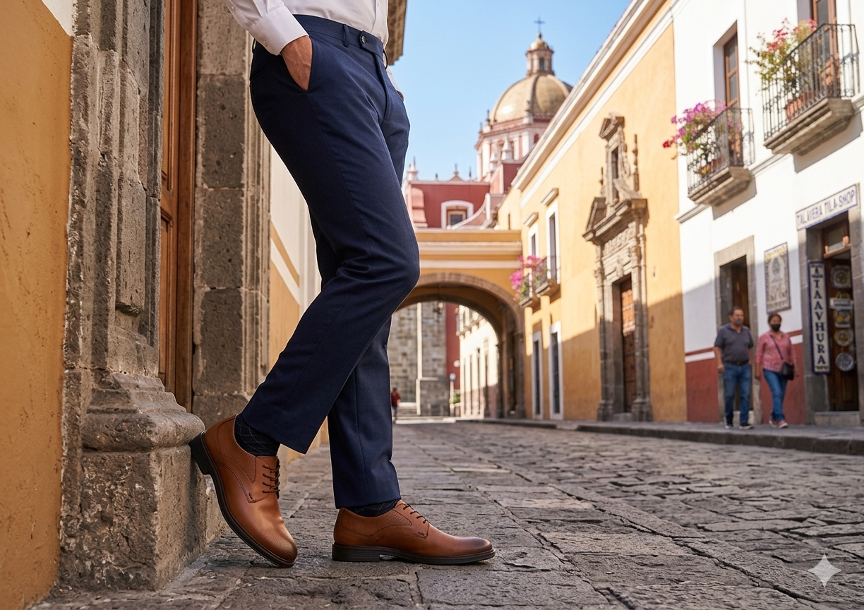 Derby Con Agujetas Flexi para Hombre Estilo 400111 Tan